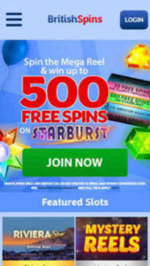 BritishSpins mobile screenshot