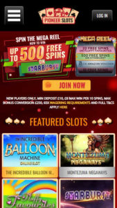 PioneerSlots mobile screenshot