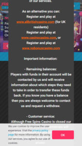 freespinscasino mobile screenshot
