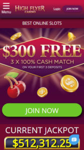 highflyercasino mobile screenshot