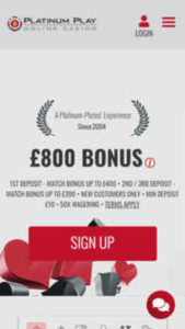 platinumplaycasino mobile screenshot