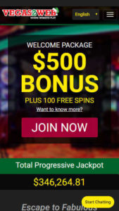 vegas2web mobile screenshot