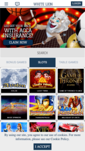 whitelionbets mobile screenshot