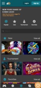 arcanebet casino mobile screenshot
