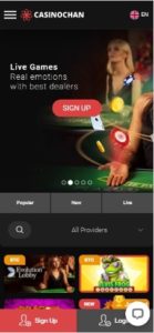 casinochan mobile screenshot