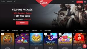 cobra casino desktop screenshot