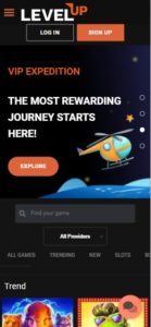 levelup casino mobile screenshot