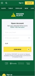 mason slots casino mobile screenshot