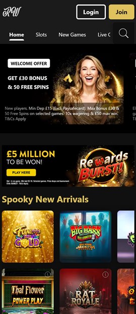 regal wins sister sites mobile screenshot