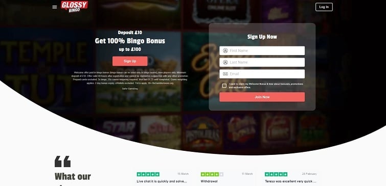 Dotty Bingo sister site Glossy Bingo
