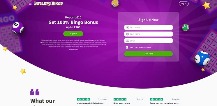 Dotty Bingo sister site Butlers Bingo