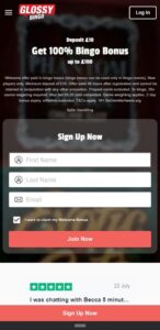 Glossy Bingo sister sites mobile