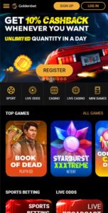Goldenbet mobile screenshot