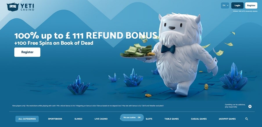 Yeti Casino Homepage