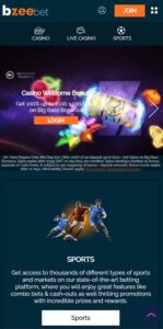 Bzeebet mobile screenshot