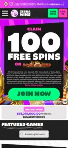 Zebra Wins mobile screenshot