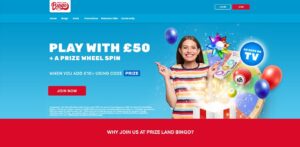 Prize Land Bingo sister sites homepage