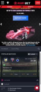 Ruby Bet mobile screenshot