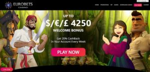 Eurobets Casino sister sites homepage