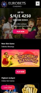 Eurobets Casino mobile screenshot