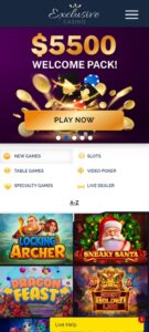 Exclusive Casino mobile screenshot