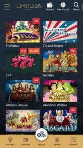 Limitless Casino mobile screenshot
