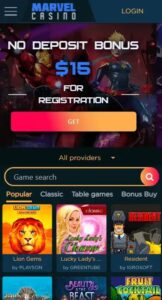 Marvel Casino mobile