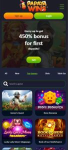 Papaya Wins mobile screenshot