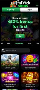 Patrick Spins mobile screenshots