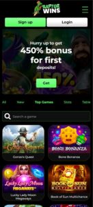 Raptor Wins mobile screenshot