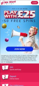 We Want Bingo mobile screenshot