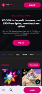 WinsMania mobile screenshot