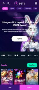 7Bets mobile screenshot