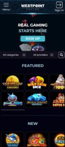 Westpoint Casino mobile screenshot