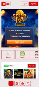 14Red Casino mobile screenshot