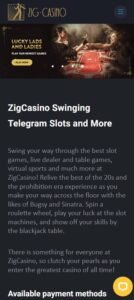 Zig Casino mobile screenshot