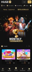 HugeWin mobile screenshot