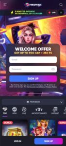 Neonix Casino sister sites mobile screenshot
