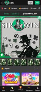 Sir Win Casino mobile screenshot