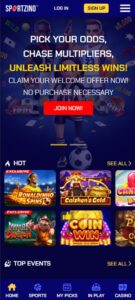 Sportzino mobile screenshot