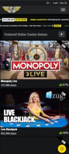 Top G Casino mobile screenshot