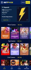Betfoxx mobile screenshot