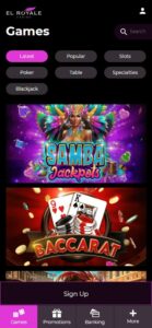 El Royale Casino mobile screenshot