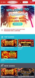Malibu Club Casino mobile screenshot