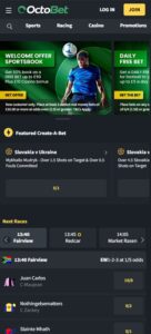 Octobet mobile screenshot