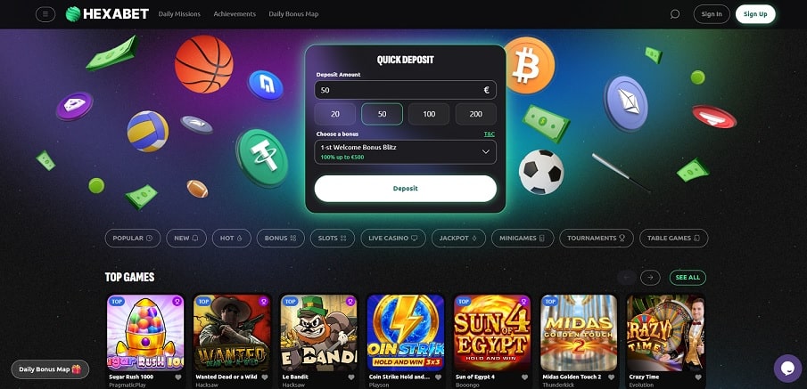 Cash Lounge sister site Hexabet