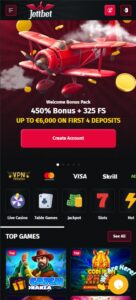 Jettbet mobile screenshot