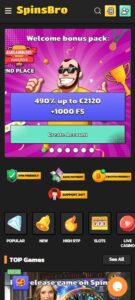 SpinsBro mobile sister sites mobile