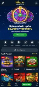 Winz.io sister sites mobile