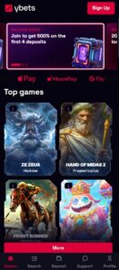 Ybets mobile screenshot